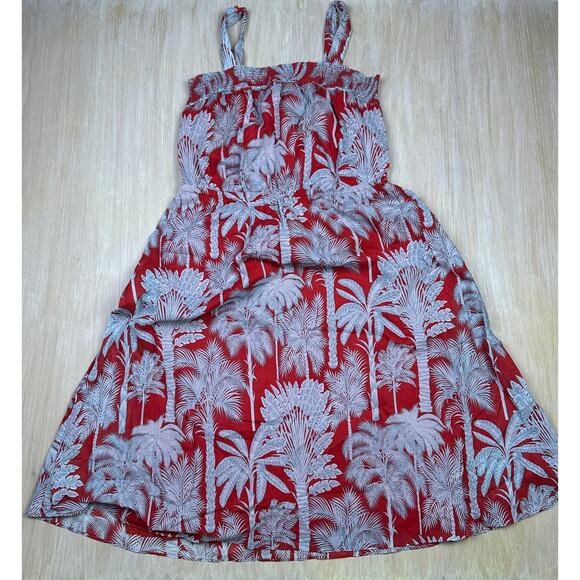 Talbots Oasis Palm Tree Print Voile Sundress Hawaiian Fit & Flare Midi Dress 14 - Picture 1 of 14